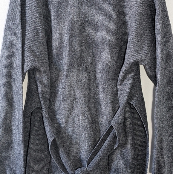 Zara Alpaca Blend Gray Cardigan Knit Sweater Belt Tie Slit Soft Cozy Size S - Picture 13 of 16